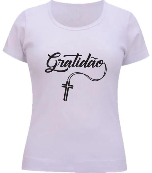 Imagem de Camiseta Feminina Tshirt Básica Religiosa Gratidão