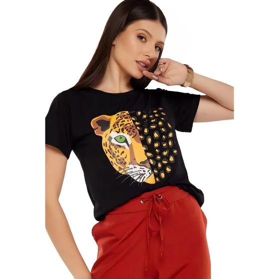 Imagem de Camiseta Feminina Tshirt Estampada Onça Moda Blogueira