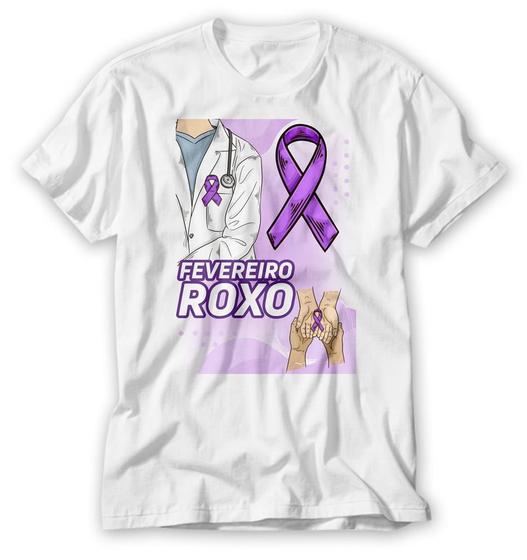 Imagem de camiseta fevereiro roxo sobre lúpus, fibromialgia oficial