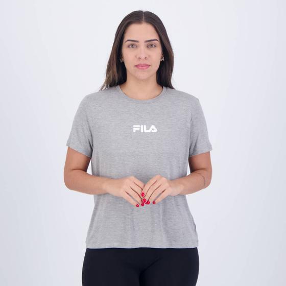 Imagem de Camiseta Fila Letter Fit Feminina Cinza Mescla