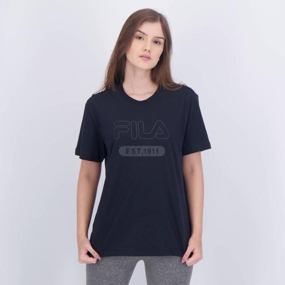 Imagem de Camiseta Fila Letter Outline Feminina Preta