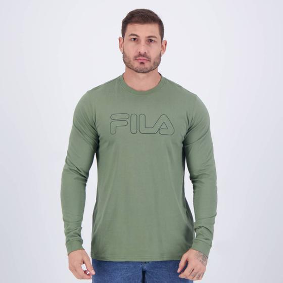 Imagem de Camiseta Fila Letter Outline Verde Oliva  Manga Longa