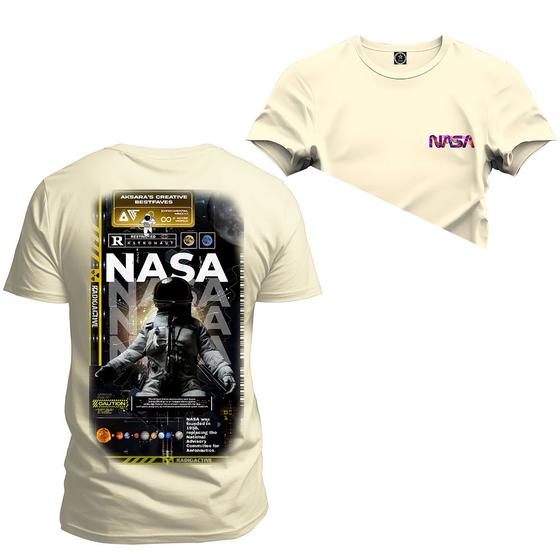 Imagem de Camiseta Folha Spacial Frente Costas Plus Size Forma Grande Algodão Estampada Varias Cores