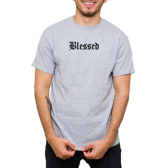 Imagem de Camiseta Frase Blessed Abençoado Masculina 100% Algodao Fresco Costuras Reforçadas