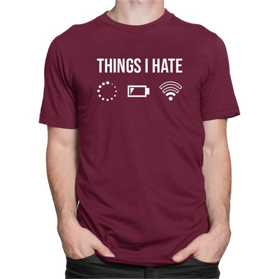 Imagem de Camiseta Gamer Geek Nerd Engraçada Blusa Things I Hate