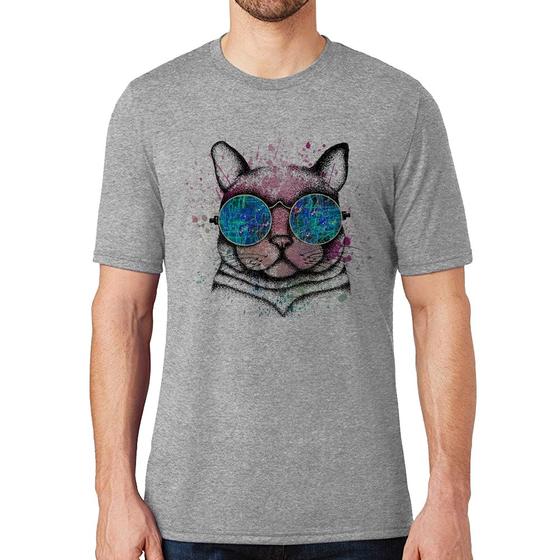 Imagem de Camiseta Gato de Óculos Psicodélico - Foca na Moda