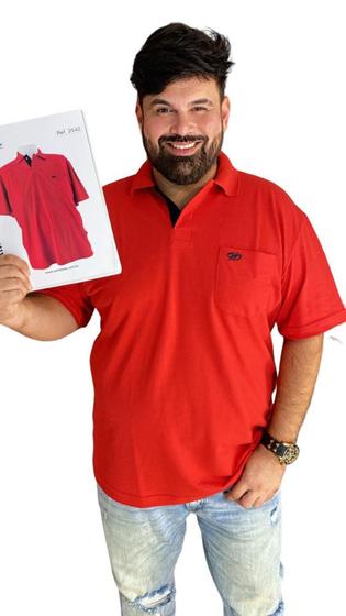 Imagem de Camiseta Gola Polo Masculina Plus Size 100% Algodão Tamanhos Grandes 2542