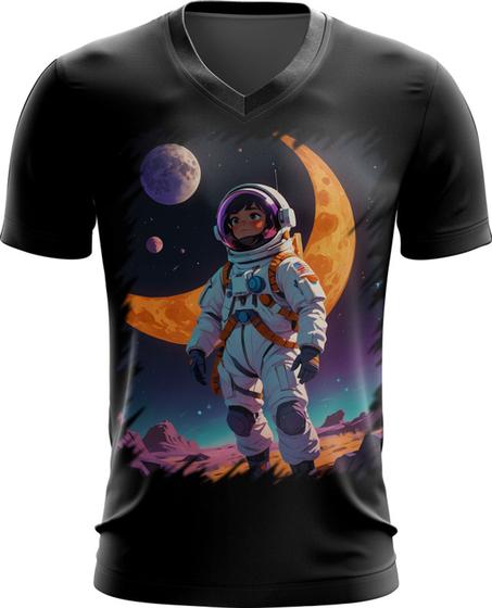 Imagem de Camiseta Gola V Astronauta Dance Vaporwave 1