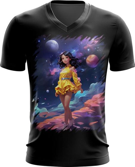 Imagem de Camiseta Gola V Bailarina Espacial Dança 1