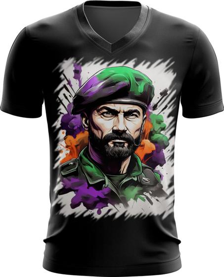 Imagem de Camiseta Gola V Boina Verde Soldado Batalhão 15