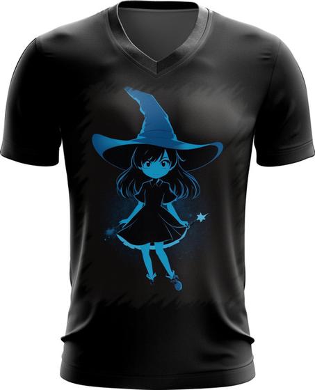 Imagem de Camiseta Gola V Bruxa Halloween Azul Festa 6