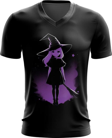 Imagem de Camiseta Gola V Bruxa Halloween Púrpura Festa 13
