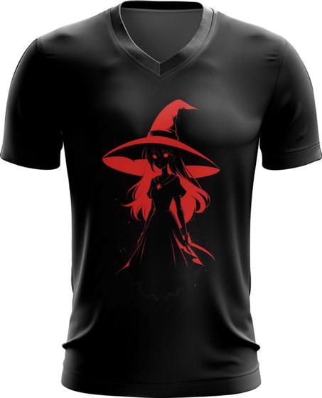 Imagem de Camiseta Gola V Bruxa Halloween Vermelha 8
