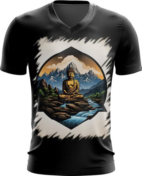Imagem de Camiseta Gola V Buda Logo Budismo Buda Religião 3