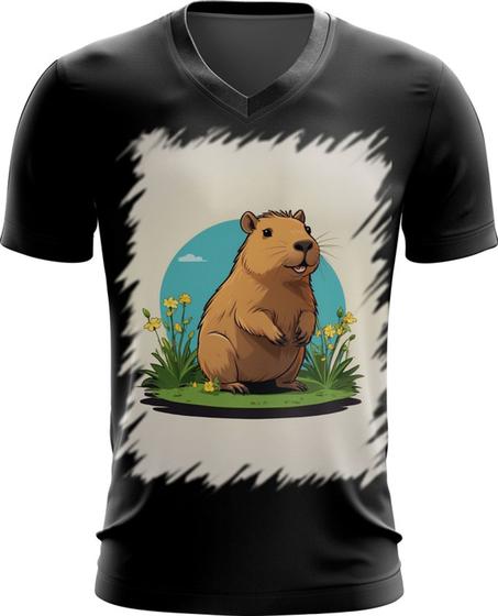 Imagem de Camiseta Gola V Capivara do Bem Animalzinho 11