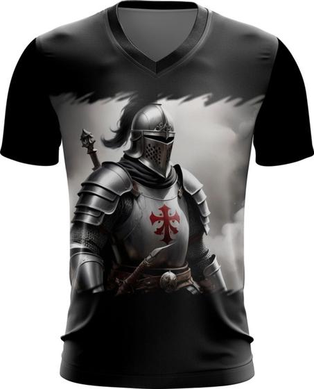 Imagem de Camiseta Gola V Cavaleiro Templário Cruzadas Paladino 6