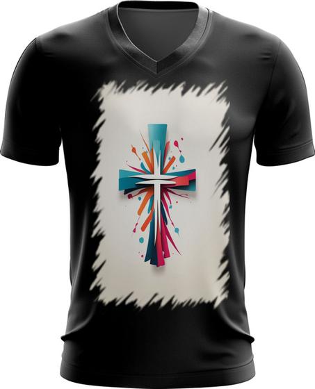 Imagem de Camiseta Gola V da Cruz de Jesus Igreja Fé 15