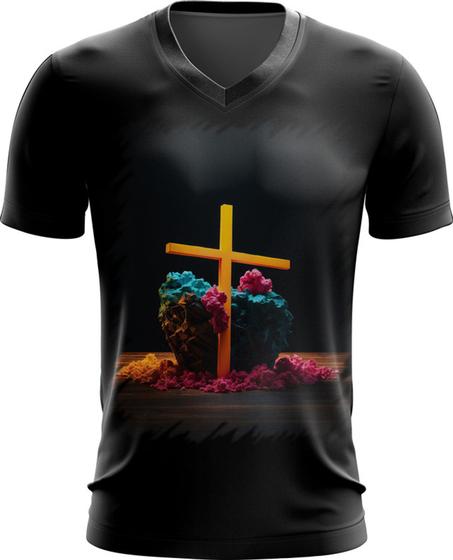Imagem de Camiseta Gola V da Cruz de Jesus Igreja Fé 26