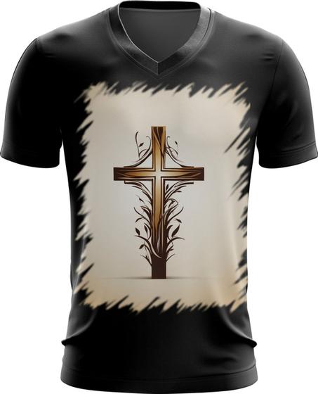 Imagem de Camiseta Gola V da Cruz de Jesus Igreja Fé 39