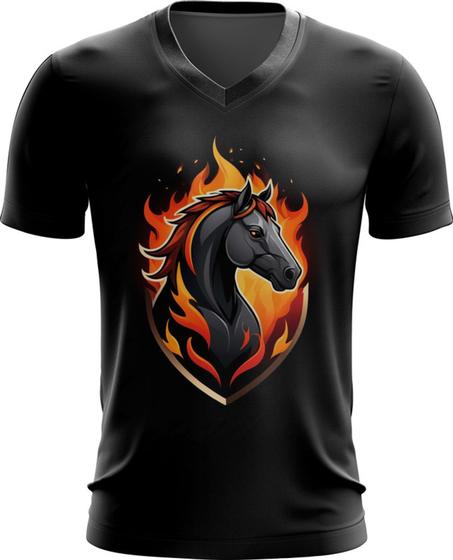Imagem de Camiseta Gola V de Cavalo Flamejante Fire Horse 10