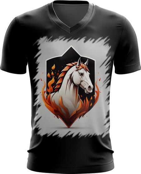 Imagem de Camiseta Gola V de Cavalo Flamejante Fire Horse 4