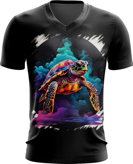 Imagem de Camiseta Gola V de Tartaruga Marinha Neon Style 1