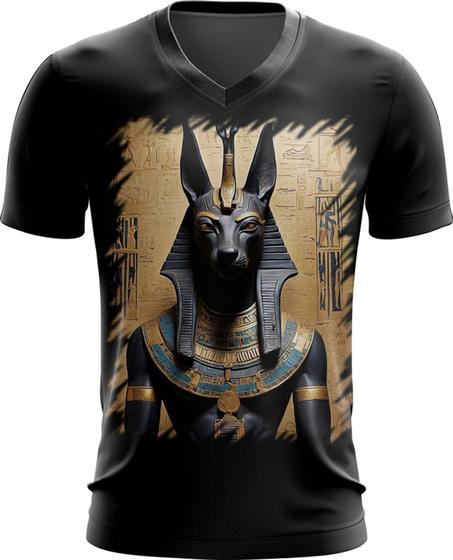 Imagem de Camiseta Gola V Deus Egípcio Anubis Mortos 3