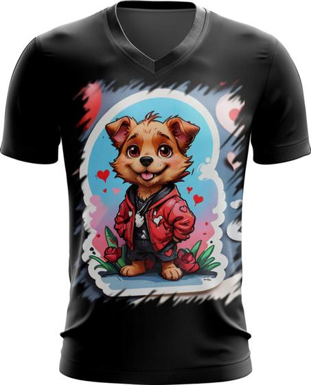 Imagem de Camiseta Gola V Dia dos Namorados Cachorrinho 12