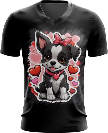 Imagem de Camiseta Gola V Dia dos Namorados Cachorrinho 6