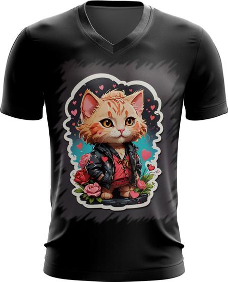 Imagem de Camiseta Gola V Dia dos Namorados Gatinho 3