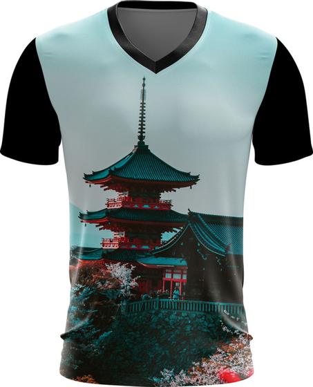 Imagem de Camiseta Gola V Dryfit Castelo Japonês Samurai Ninja Japan 1v