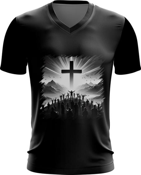 Imagem de Camiseta Gola V Dryfit Jesus o Caminho Cristã Gospel 1v