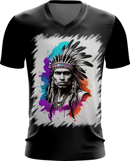 Imagem de Camiseta Gola V Índio Apache Tribo Americana Oeste 2