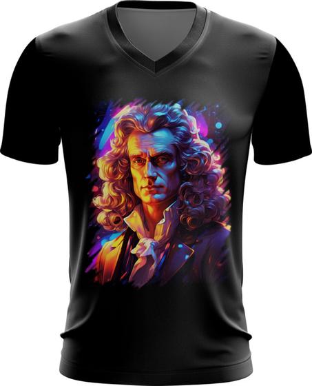 Imagem de Camiseta Gola V Isaac Newton Físico Brilhante Gênio 2