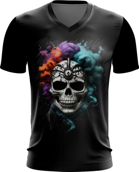 Imagem de Camiseta Gola V La Muerte Mexicana Dama Esqueleto 1