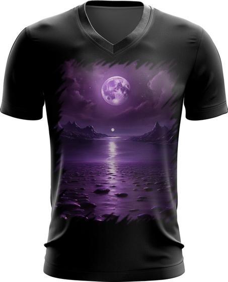 Imagem de Camiseta Gola V Lua Púrpura Luar Roxo Moon Lunar 9