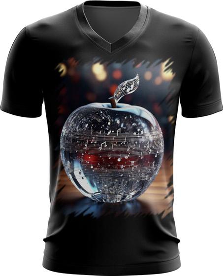 Imagem de Camiseta Gola V Maçã Musical de Cristal 11