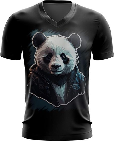 Imagem de Camiseta Gola V Panda Com Roupa Estilosa 9