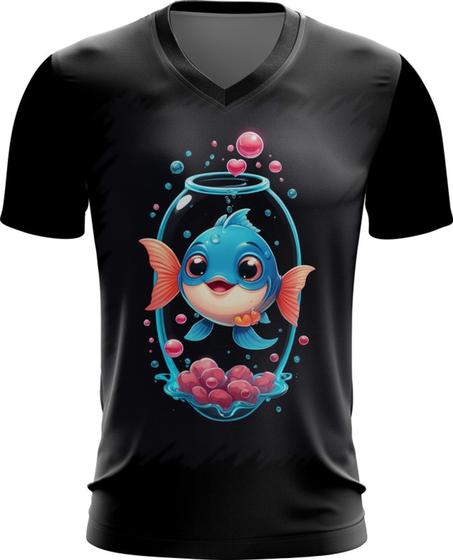 Imagem de Camiseta Gola V Peixinho Feliz no Aquário Peixe 4