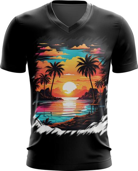 Imagem de Camiseta Gola V Praia Paradisíaca Vintage 10