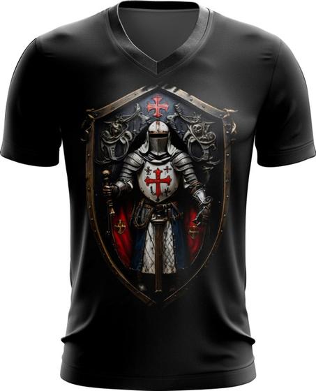 Imagem de Camiseta Gola V Templário Medieval Cruzadas 7