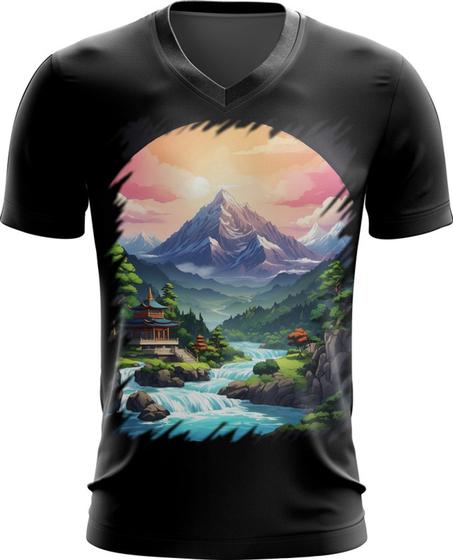 Imagem de Camiseta Gola V Templo Budista Anime Buda 8