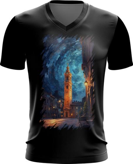 Imagem de Camiseta Gola V Torre do Relógio Van Gogh 1