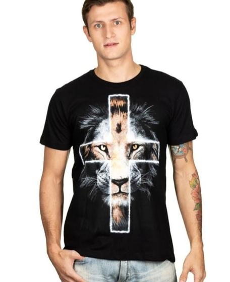 Imagem de Camiseta gospel cristã leão cruz pecado zero 