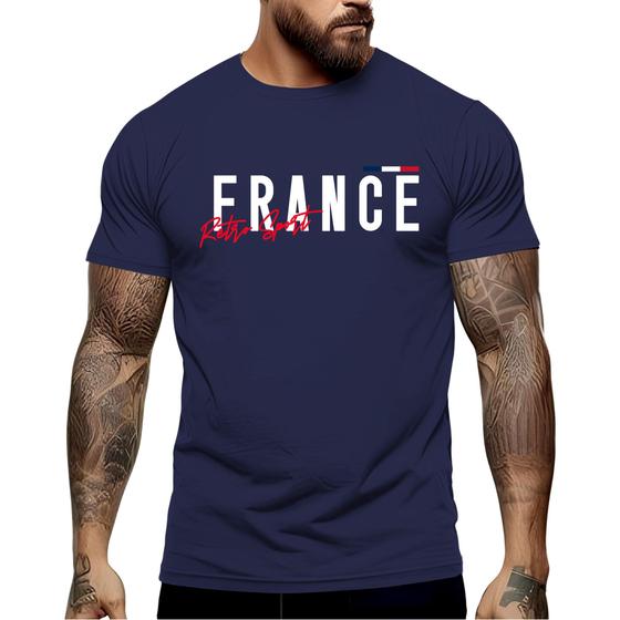 Imagem de Camiseta Grandes Países France Manga Curta Gola Redonda Shopping Academia Festa 100% Algodão