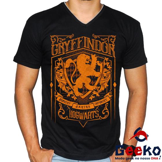 Imagem de Camiseta Grifinória 100% Algodão Hogwarts Harry Potter Gryffindor Geeko Shirts 12