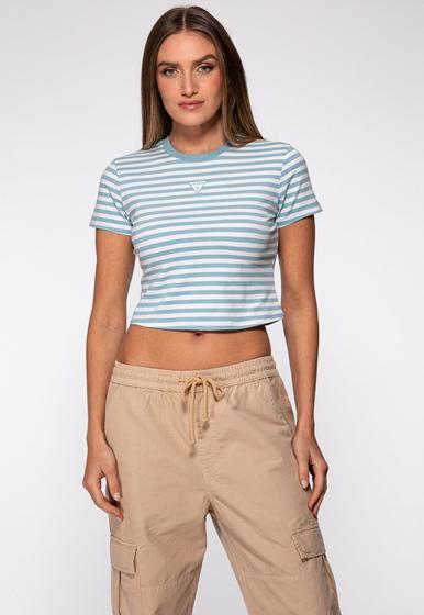 Imagem de Camiseta Guess Cropped Listrada Og Azul