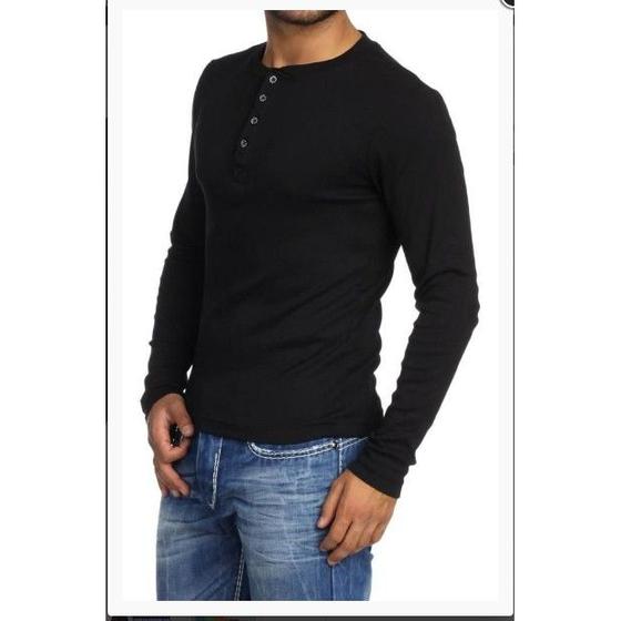 Imagem de Camiseta Henley J Silver Slim Fit Manga Longa 4 Botões - Disponível em 5 cores