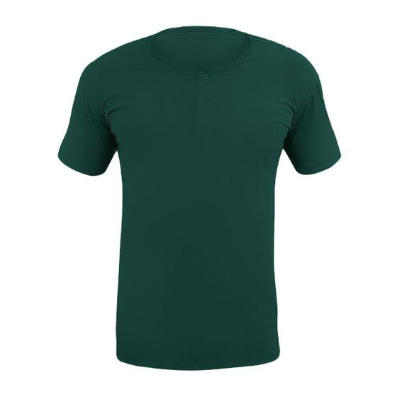 Imagem de Camiseta Henley Masculina Camisa Algodão Premium Gola Portuguesa Padre Mescla Não Amassa