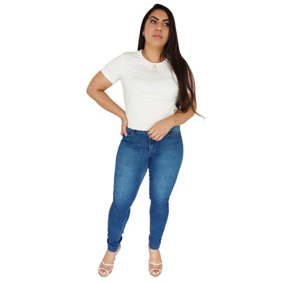 Imagem de Camiseta Hering Feminina Meia Manga Viscose Ribana Canelada Ondinhas 4H15